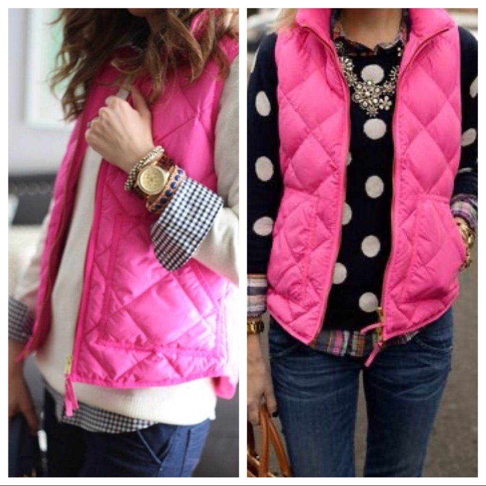 J. Crew Excursion Quilted Down Vest Pink Size XS